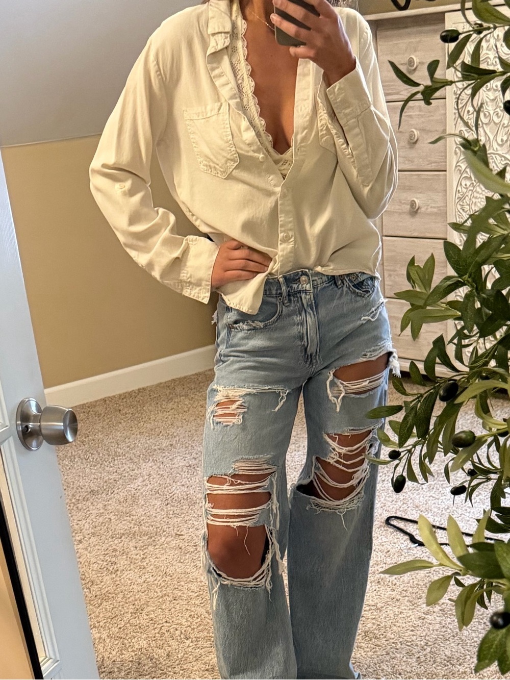 Rails Cream Button-Down Long Sleeve Shirt - Picture 2 of 3